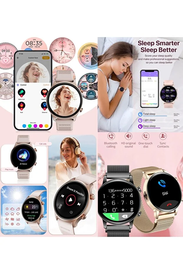 Huawei Mate 70 Uyumlu Su Geçirmez Akıllı Saat Mini 1.32 İnç AMOLED